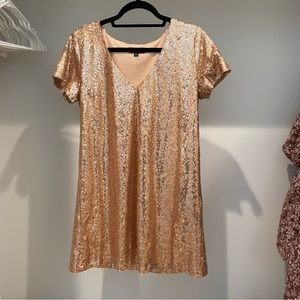 Lulu’s Light Up The Night Champagne Sequin Dress (Era’s Tour Outfit)